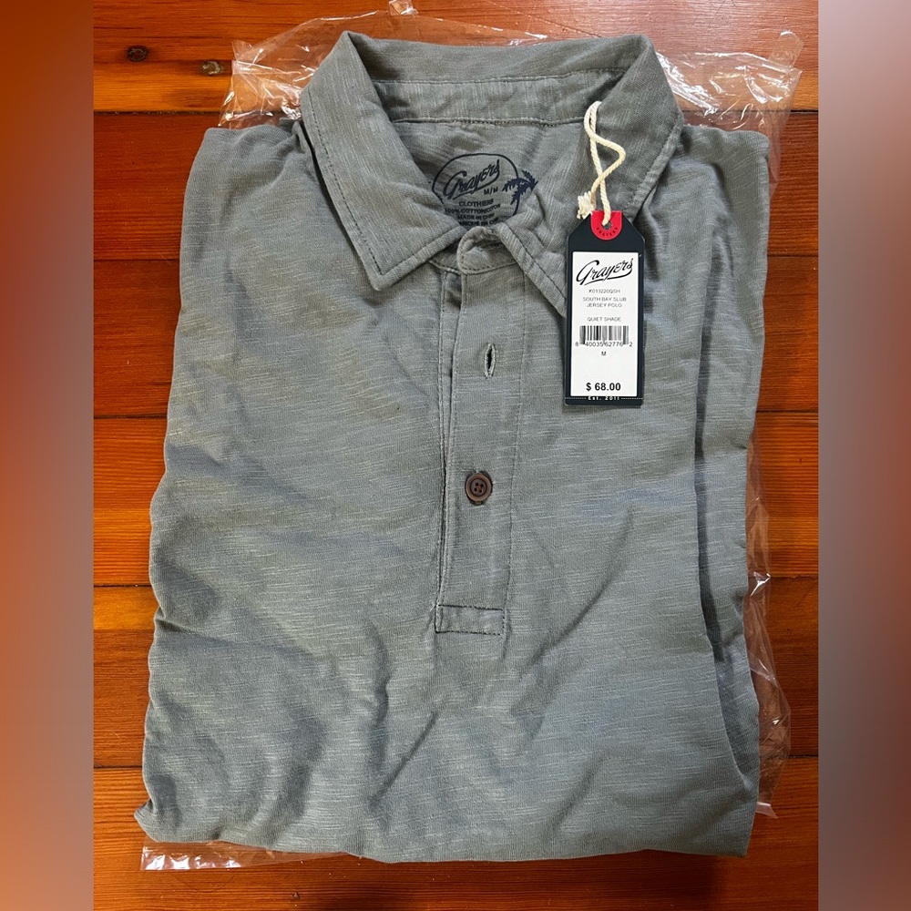NWT Grayers South Bay Slub Jersey Polo - Quiet Shade